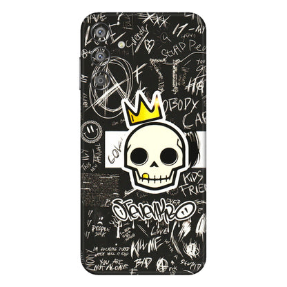 Samsung M/F/Note/Flip and C Phone Skins (All Models) - Funny Skull Black Chalk Grafitti - 3D Embossed Finish (L-22) Samsung Galaxy F15 (5G)