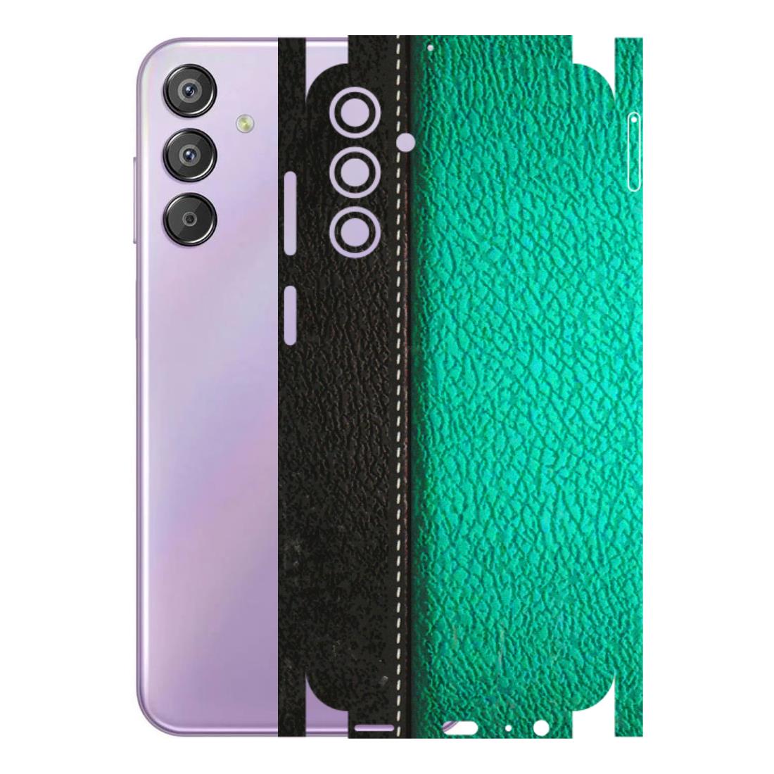 Samsung M/F/Note/Flip and C Phone Skins (All Models) - Black Green Dual Leather Stich - 3D Embossed Finish (L-233) Samsung Galaxy F15 (5G)