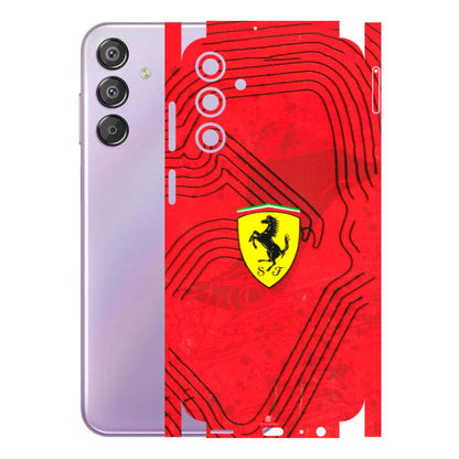 Samsung M/F/Note/Flip and C Phone Skins (All Models) - Red Ferrari Logo Stylish - 3D Embossed Finish (L-238) Samsung Galaxy F15 (5G)