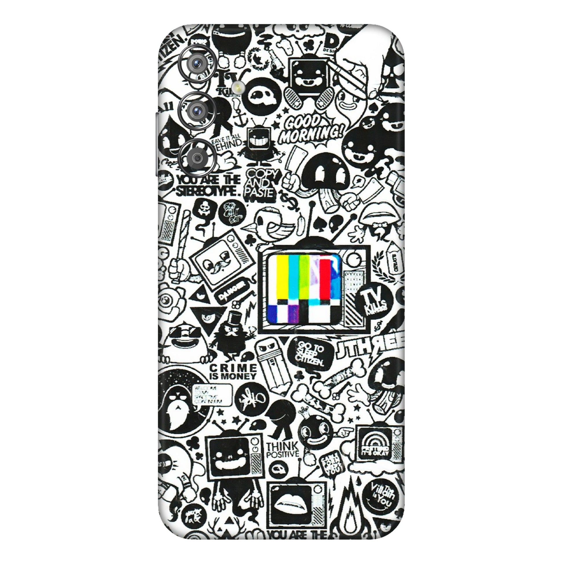 Samsung M/F/Note/Flip and C Phone Skins (All Models) - Doodles Positive Art - 3D Embossed Finish (L-263) Samsung Galaxy F15 (5G)