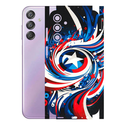 Samsung M/F/Note/Flip and C Phone Skins (All Models) - Captain America Logo - 3D Embossed Finish (L-307) Samsung Galaxy F15 (5G)