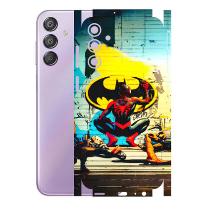 Samsung M/F/Note/Flip and C Phone Skins (All Models) - New Spiderman Bat Logo - 3D Embossed Finish (L-309) Samsung Galaxy F15 (5G)