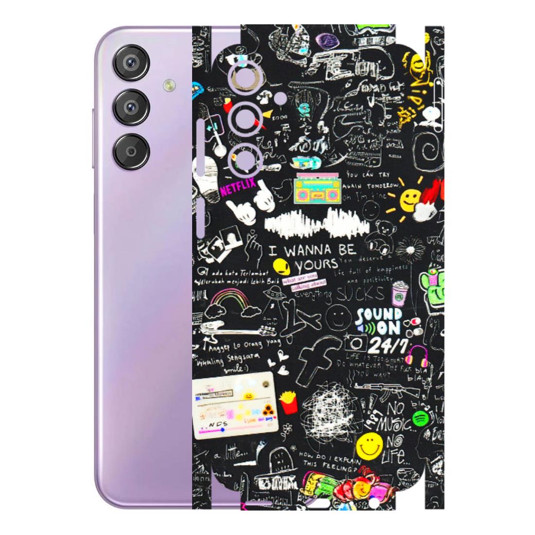 Samsung M/F/Note/Flip and C Phone Skins (All Models) - Black Creatives Doodles - 3D Embossed Finish (L-311) Samsung Galaxy F15 (5G)