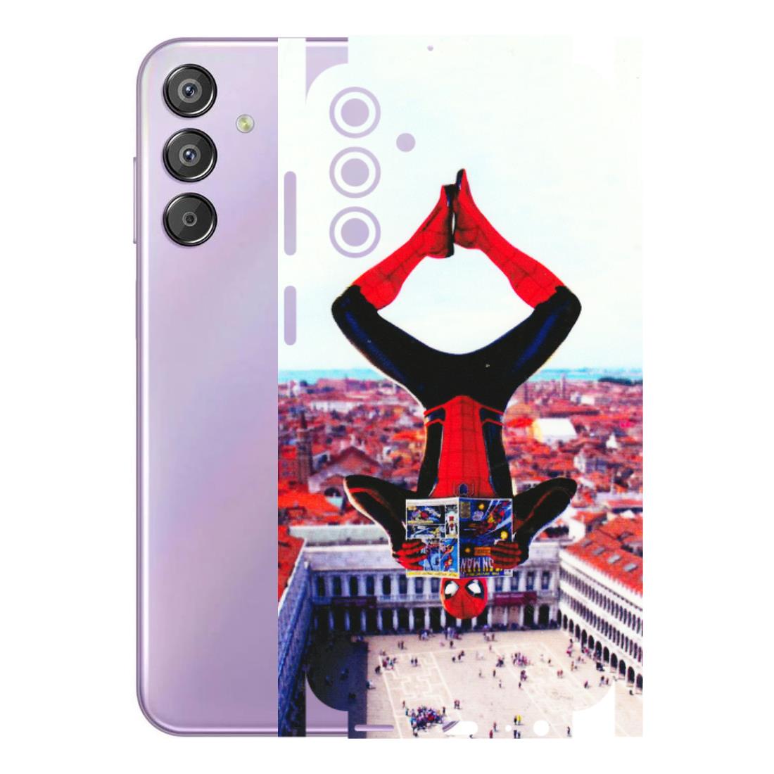 Samsung M/F/Note/Flip and C Phone Skins (All Models) - Spiderman Hanging - 3D Embossed Finish (L-53) Samsung Galaxy F15 (5G)