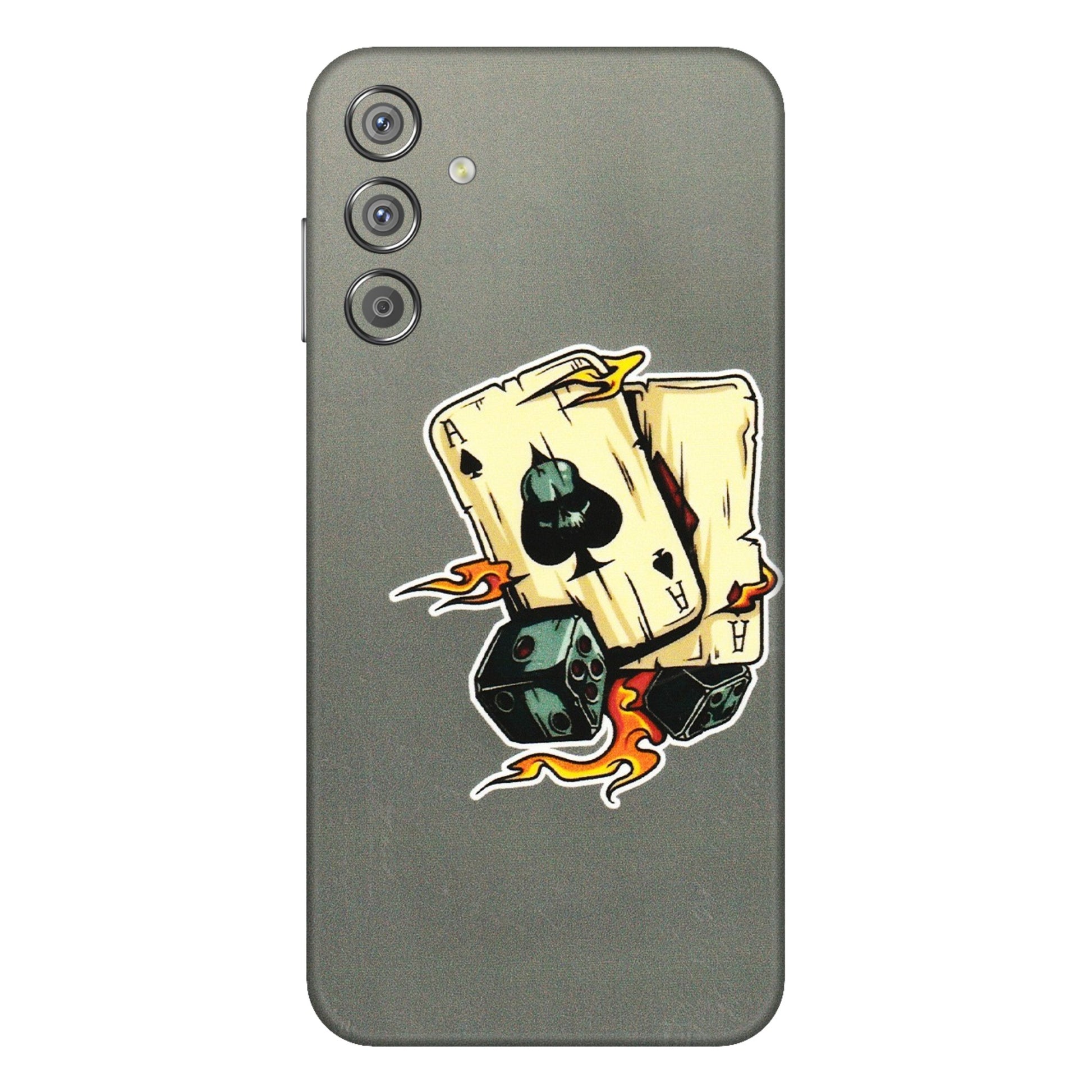 Samsung M/F/Note/Flip and C Phone Skins (All Models) - Grey Cards Of Ace - 3D Embossed Finish (L-77) Samsung Galaxy F15 (5G)