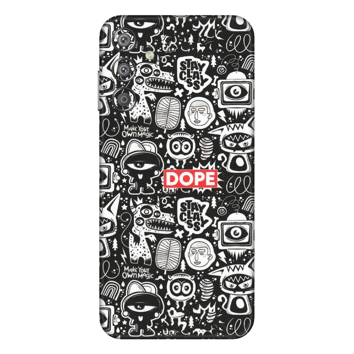 Samsung M/F/Note/Flip and C Phone Skins (All Models) - Dope Stay Classy Black Doodles - Matte Finish (M-126) Samsung Galaxy F15 (5G)