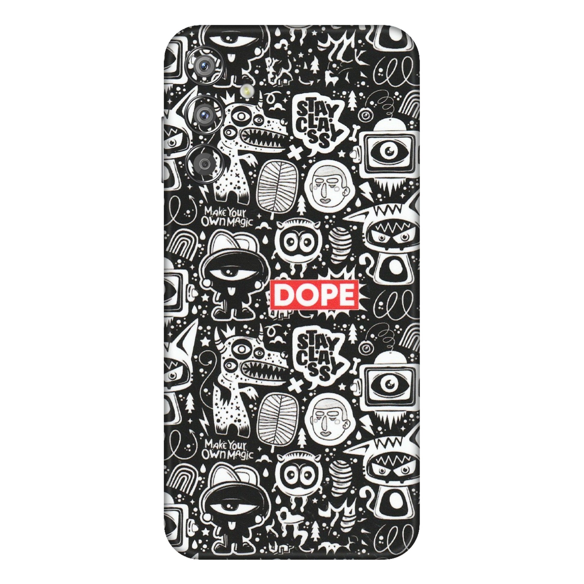 Samsung M/F/Note/Flip and C Phone Skins (All Models) - Dope Stay Classy Black Doodles - Matte Finish (M-126) Samsung Galaxy F15 (5G)