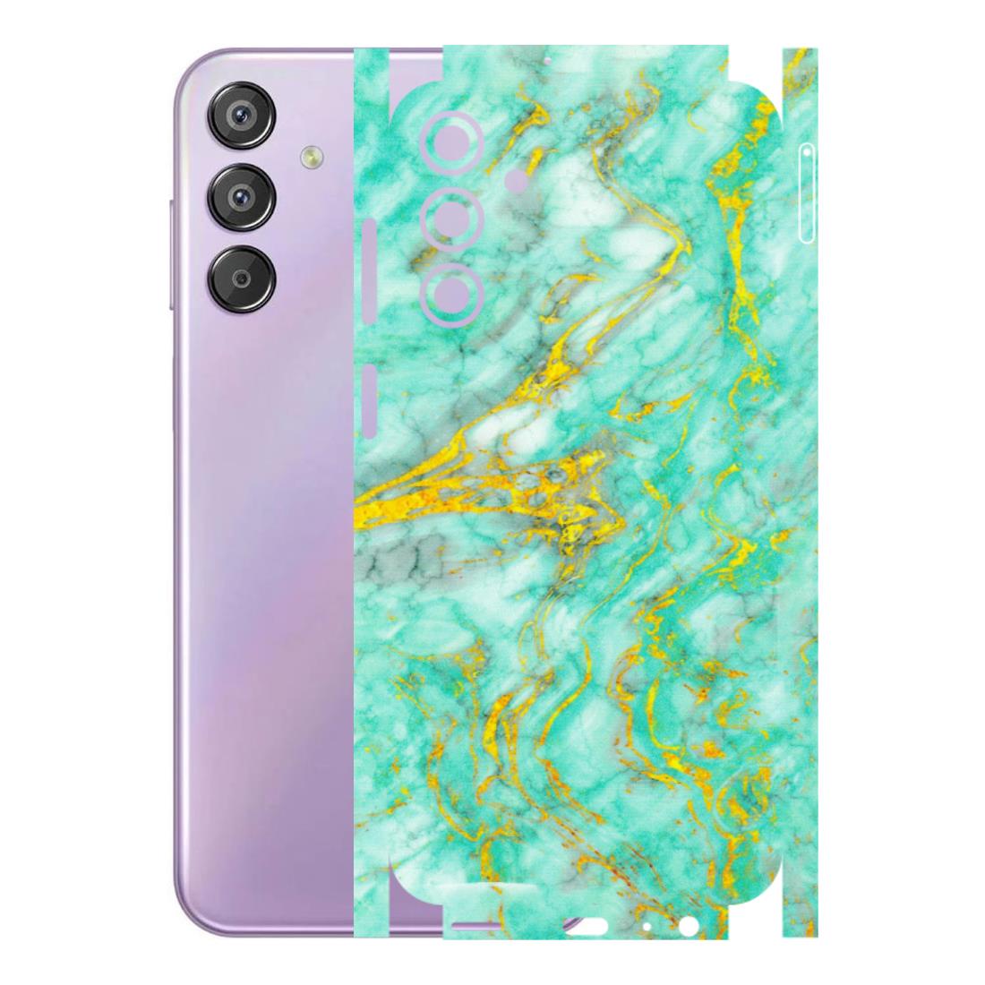 Samsung M/F/Note/Flip and C Phone Skins (All Models) - Green And Gold Marble Feel - Matte Finish (M-16) Samsung Galaxy F15 (5G)