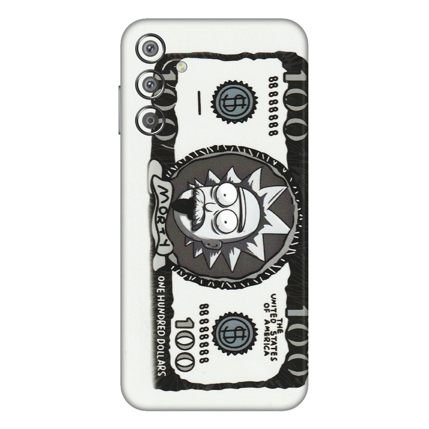 Samsung M/F/Note/Flip and C Phone Skins (All Models) - Rick And Morty Hundred Dollar Anime - Matte Finish (M-161) Samsung Galaxy F15 (5G)