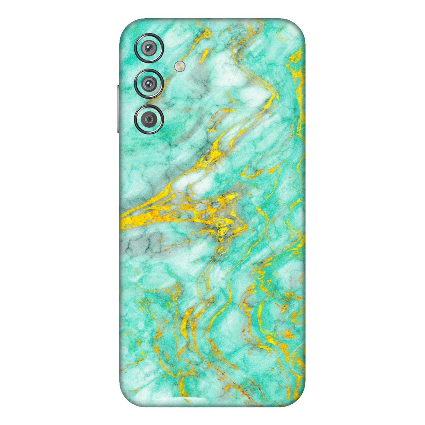 Samsung M/F/Note/Flip and C Phone Skins (All Models) - Green And Gold Marble Feel - Matte Finish (M-16) Samsung Galaxy F15 (5G)