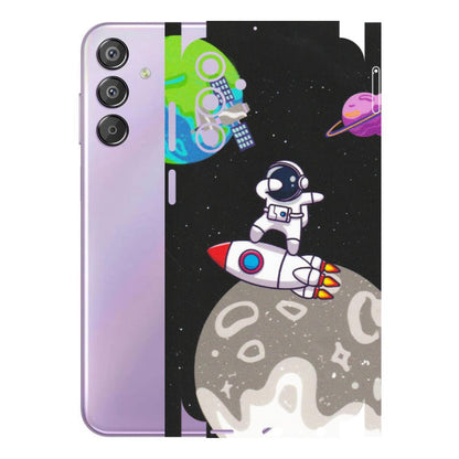 Samsung M/F/Note/Flip and C Phone Skins (All Models) - Astronaut Vibing Toon Running - Matte Finish (M-39) Samsung Galaxy F15 (5G)
