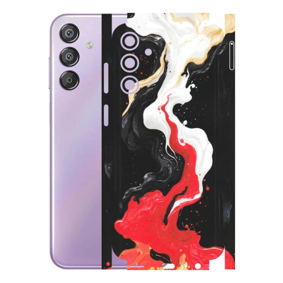 Samsung M/F/Note/Flip and C Phone Skins (All Models) - Black Red White Paint Splash Fusion - Matte Finish (M-56) Samsung Galaxy F15 (5G)