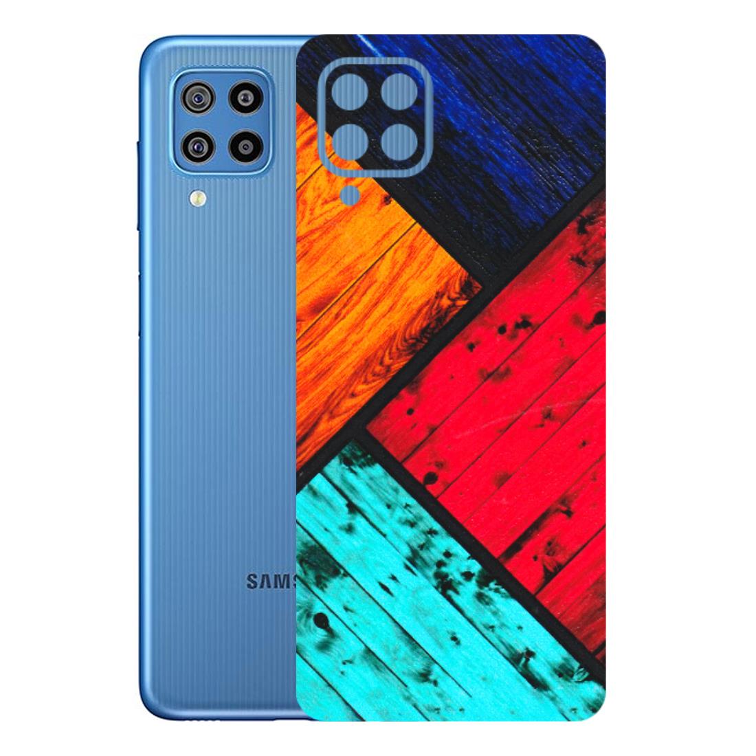 Samsung M/F/Note/Flip and C Phone Skins (All Models) - Colourful Wood Panels Abstract - 3D Embossed Finish (L-09) Samsung Galaxy F22