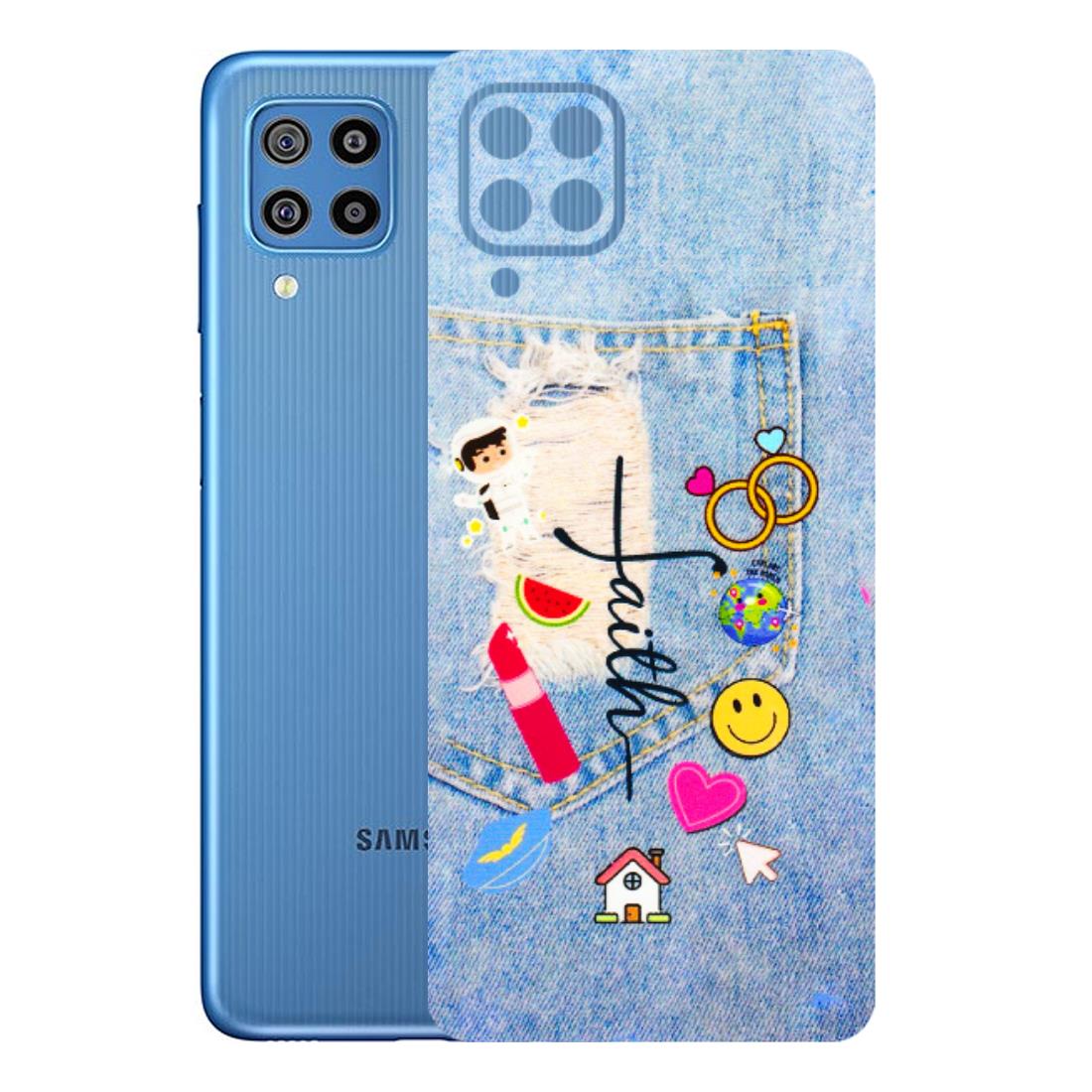 Samsung M/F/Note/Flip and C Phone Skins (All Models) - Denim Jeans Pocket - 3D Embossed Finish (L-134) Samsung Galaxy F22