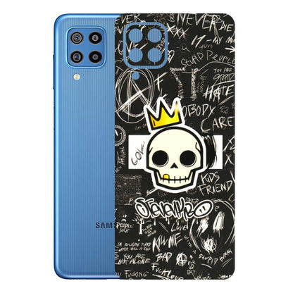 Samsung M/F/Note/Flip and C Phone Skins (All Models) - Funny Skull Black Chalk Grafitti - 3D Embossed Finish (L-22) Samsung Galaxy F22