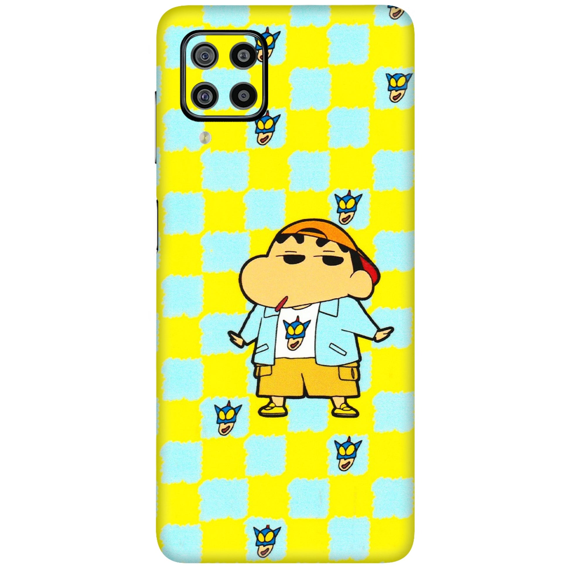 Samsung M/F/Note/Flip and C Phone Skins (All Models) - Yellow Blue Shinchan Cute - 3D Embossed Finish (L-221) Samsung Galaxy F22