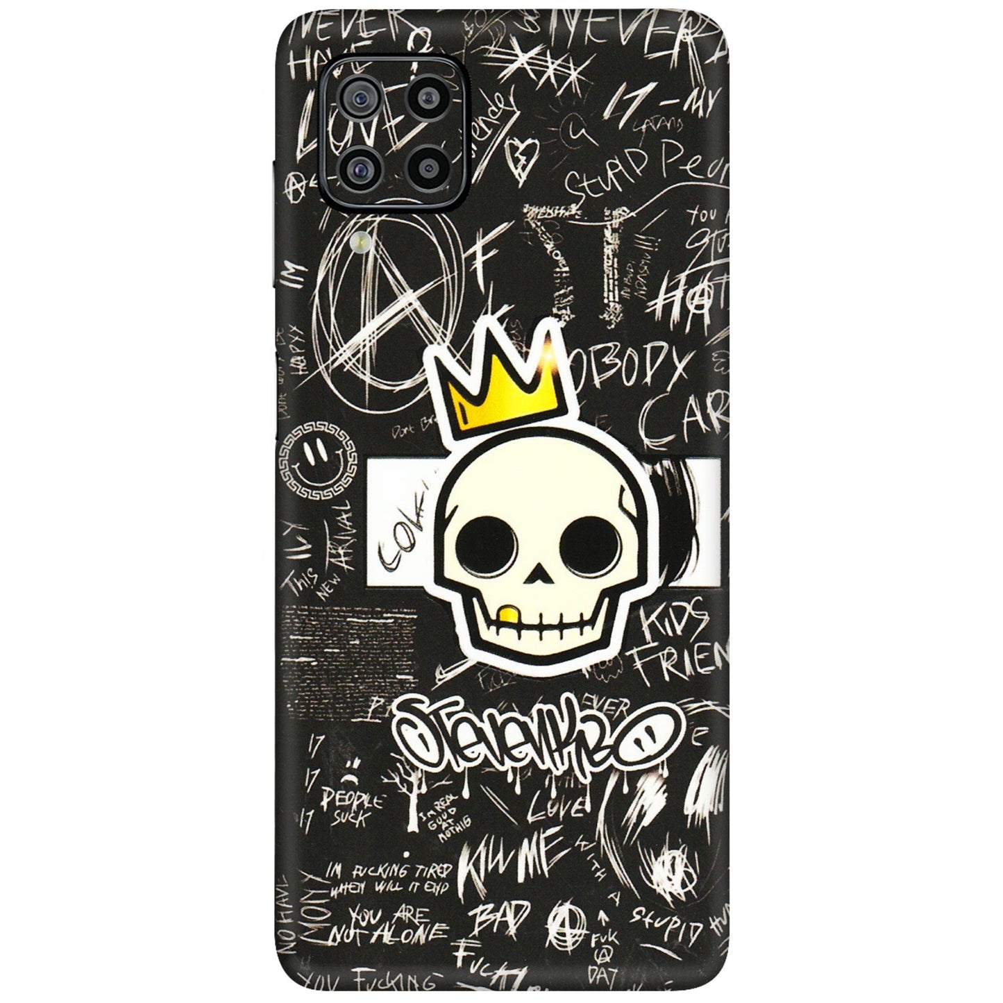 Samsung M/F/Note/Flip and C Phone Skins (All Models) - Funny Skull Black Chalk Grafitti - 3D Embossed Finish (L-22) Samsung Galaxy F22