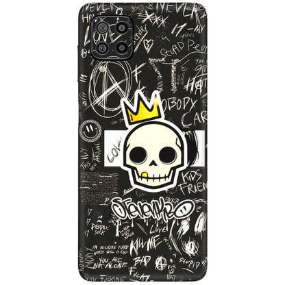 Samsung M/F/Note/Flip and C Phone Skins (All Models) - Funny Skull Black Chalk Grafitti - 3D Embossed Finish (L-22) Samsung Galaxy F22
