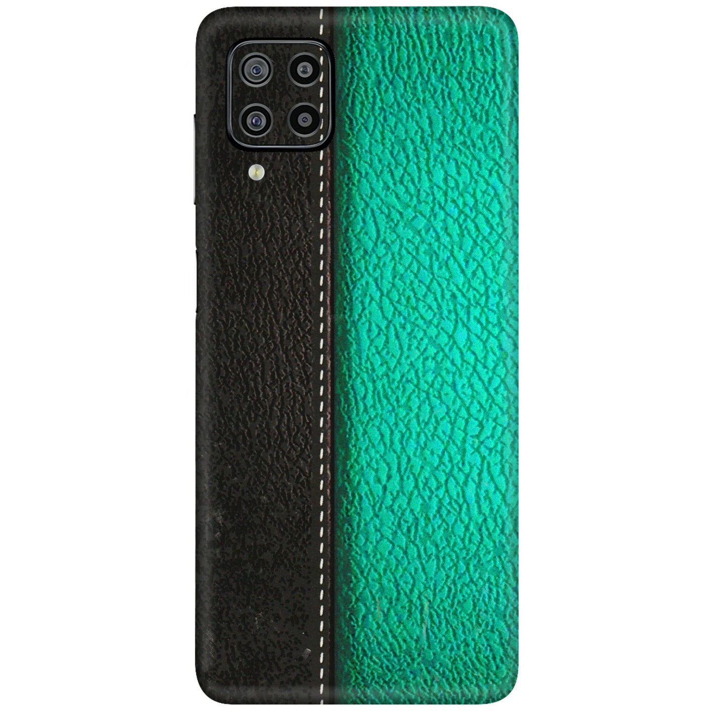 Samsung M/F/Note/Flip and C Phone Skins (All Models) - Black Green Dual Leather Stich - 3D Embossed Finish (L-233) Samsung Galaxy F22