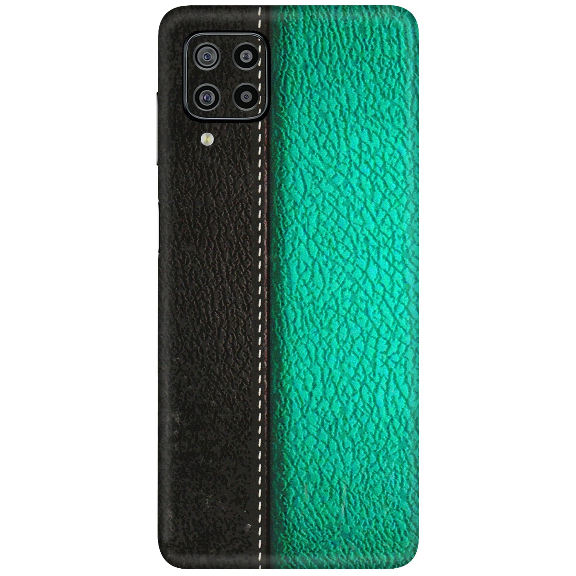 Samsung M/F/Note/Flip and C Phone Skins (All Models) - Black Green Dual Leather Stich - 3D Embossed Finish (L-233) Samsung Galaxy F22
