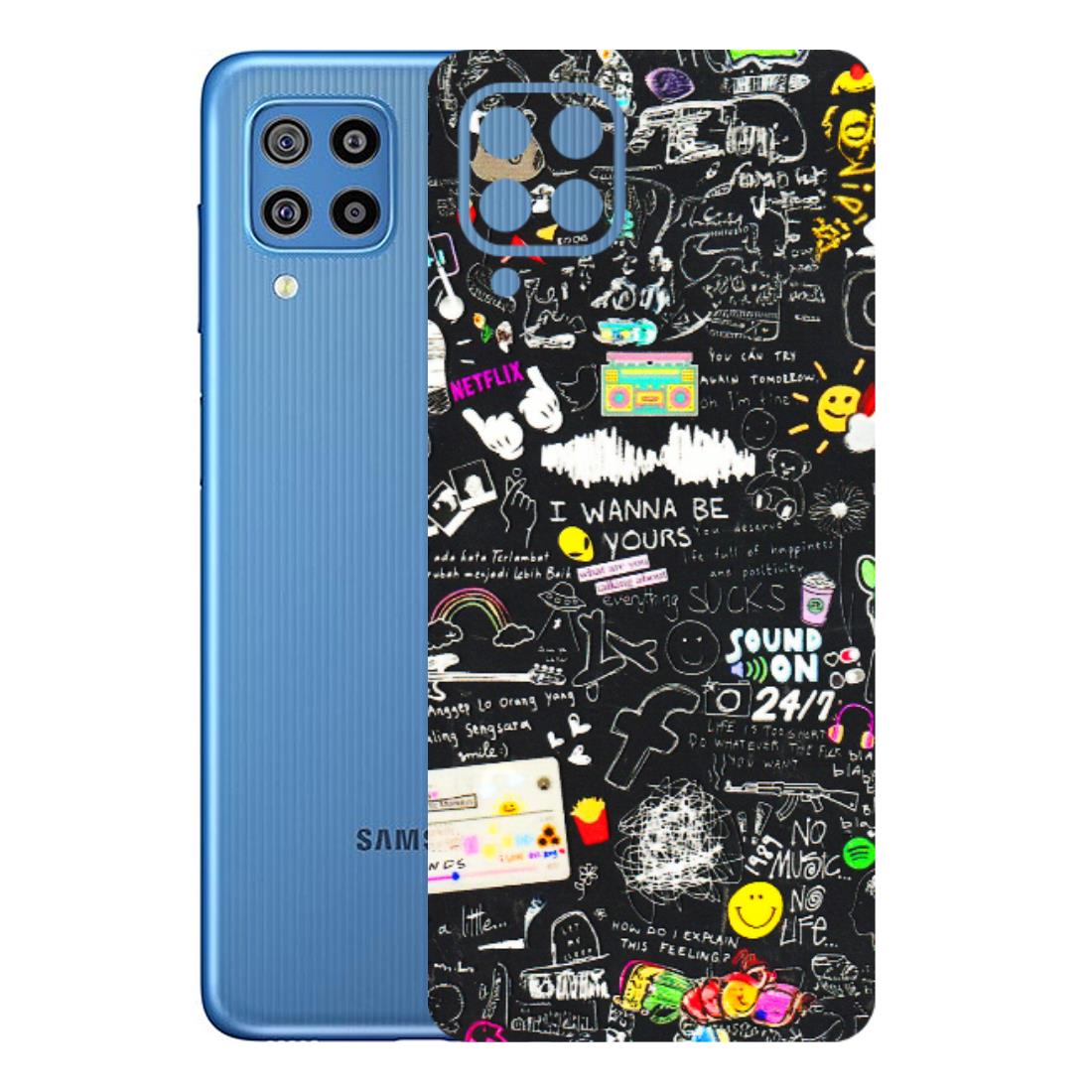 Samsung M/F/Note/Flip and C Phone Skins (All Models) - Black Creatives Doodles - 3D Embossed Finish (L-311) Samsung Galaxy F22