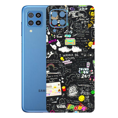 Samsung M/F/Note/Flip and C Phone Skins (All Models) - Black Creatives Doodles - 3D Embossed Finish (L-311) Samsung Galaxy F22