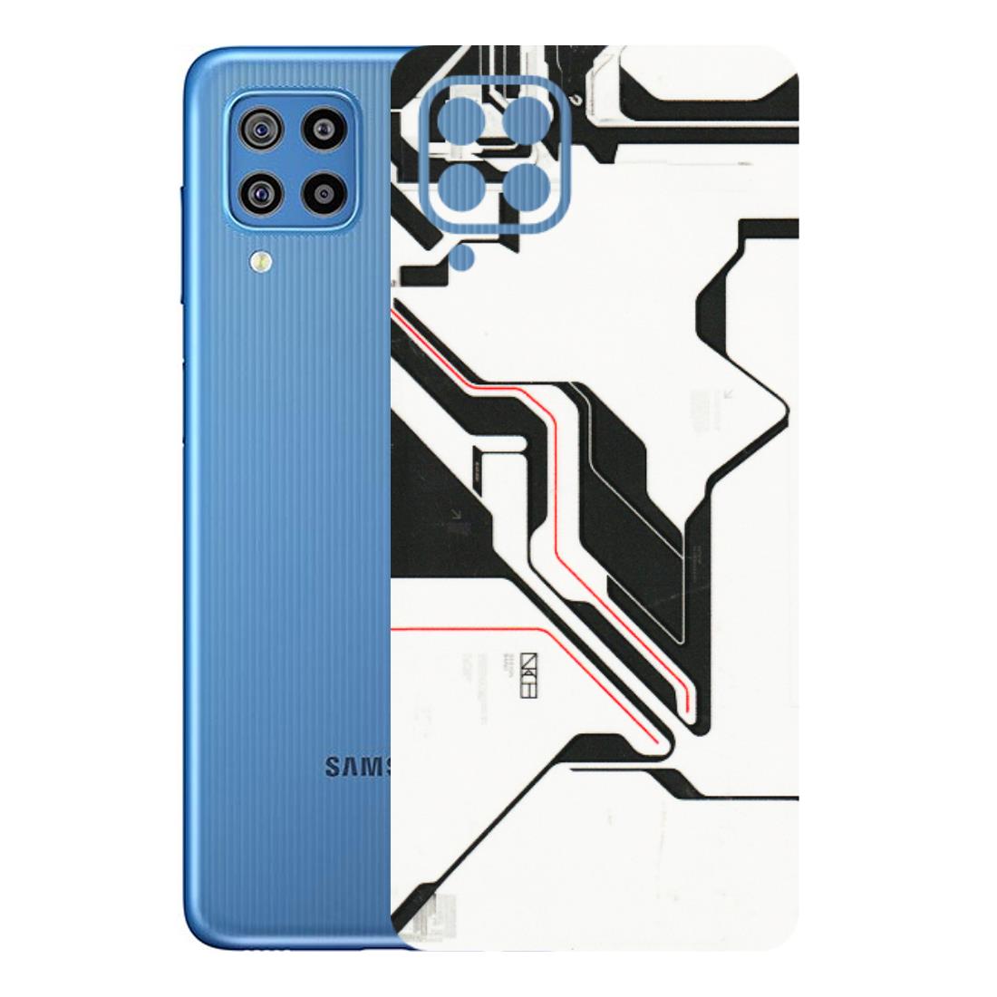 Samsung M/F/Note/Flip and C Phone Skins (All Models) - White Techy Logo - 3D Embossed Finish (L-312) Samsung Galaxy F22