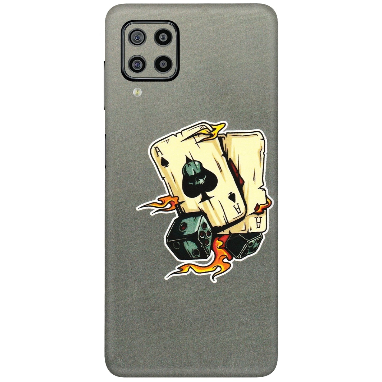 Samsung M/F/Note/Flip and C Phone Skins (All Models) - Grey Cards Of Ace - 3D Embossed Finish (L-77) Samsung Galaxy F22