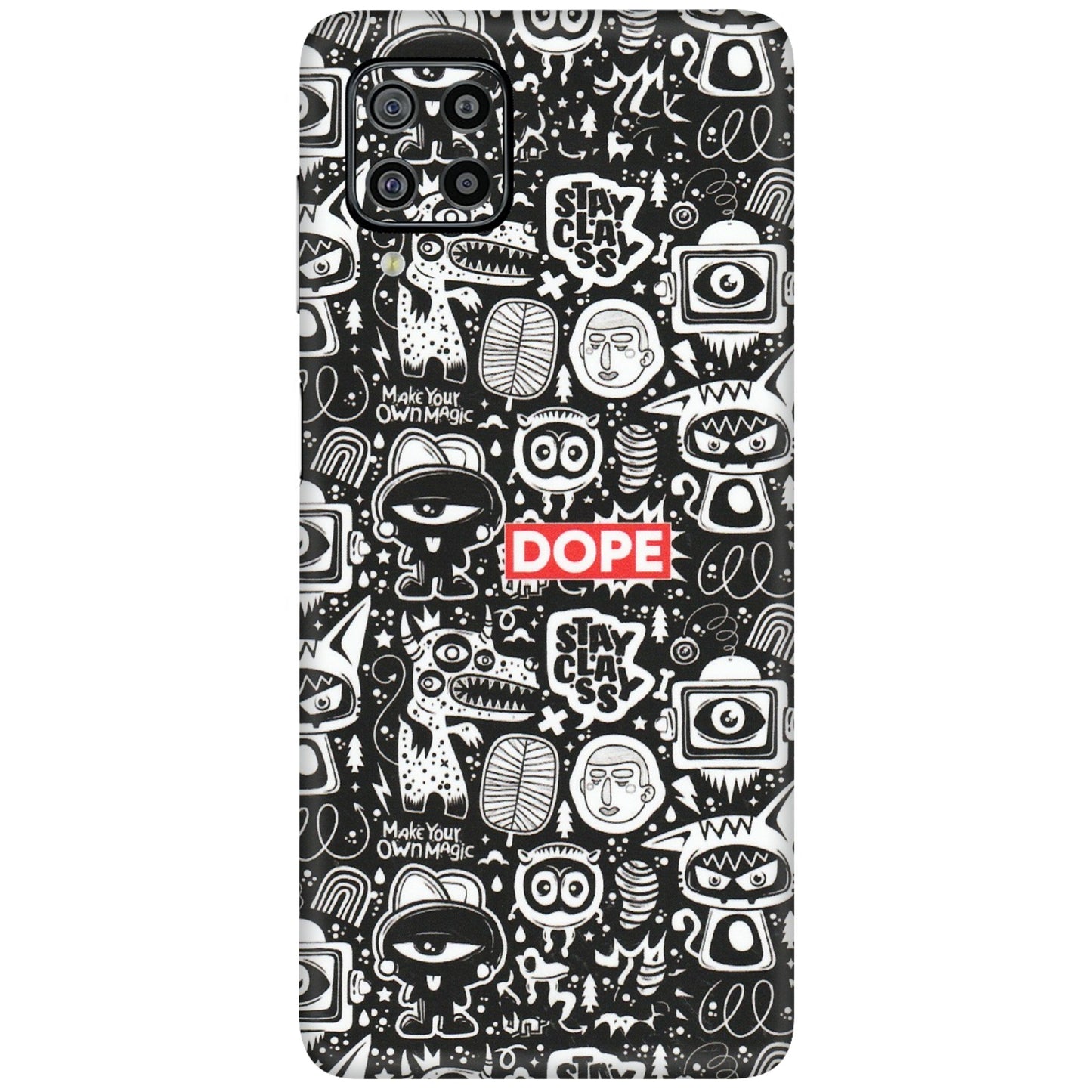Samsung M/F/Note/Flip and C Phone Skins (All Models) - Dope Stay Classy Black Doodles - Matte Finish (M-126) Samsung Galaxy F22