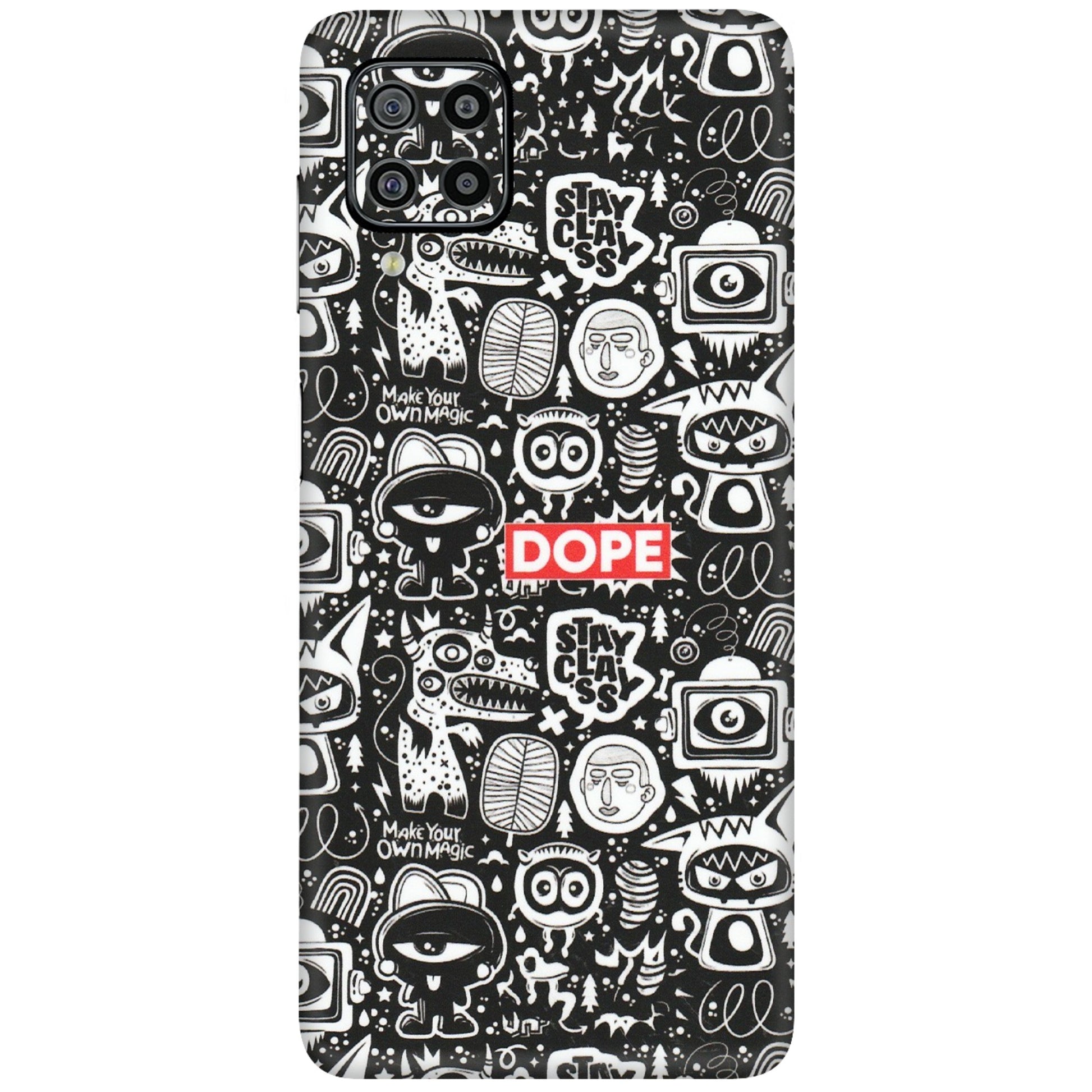 Samsung M/F/Note/Flip and C Phone Skins (All Models) - Dope Stay Classy Black Doodles - Matte Finish (M-126) Samsung Galaxy F22