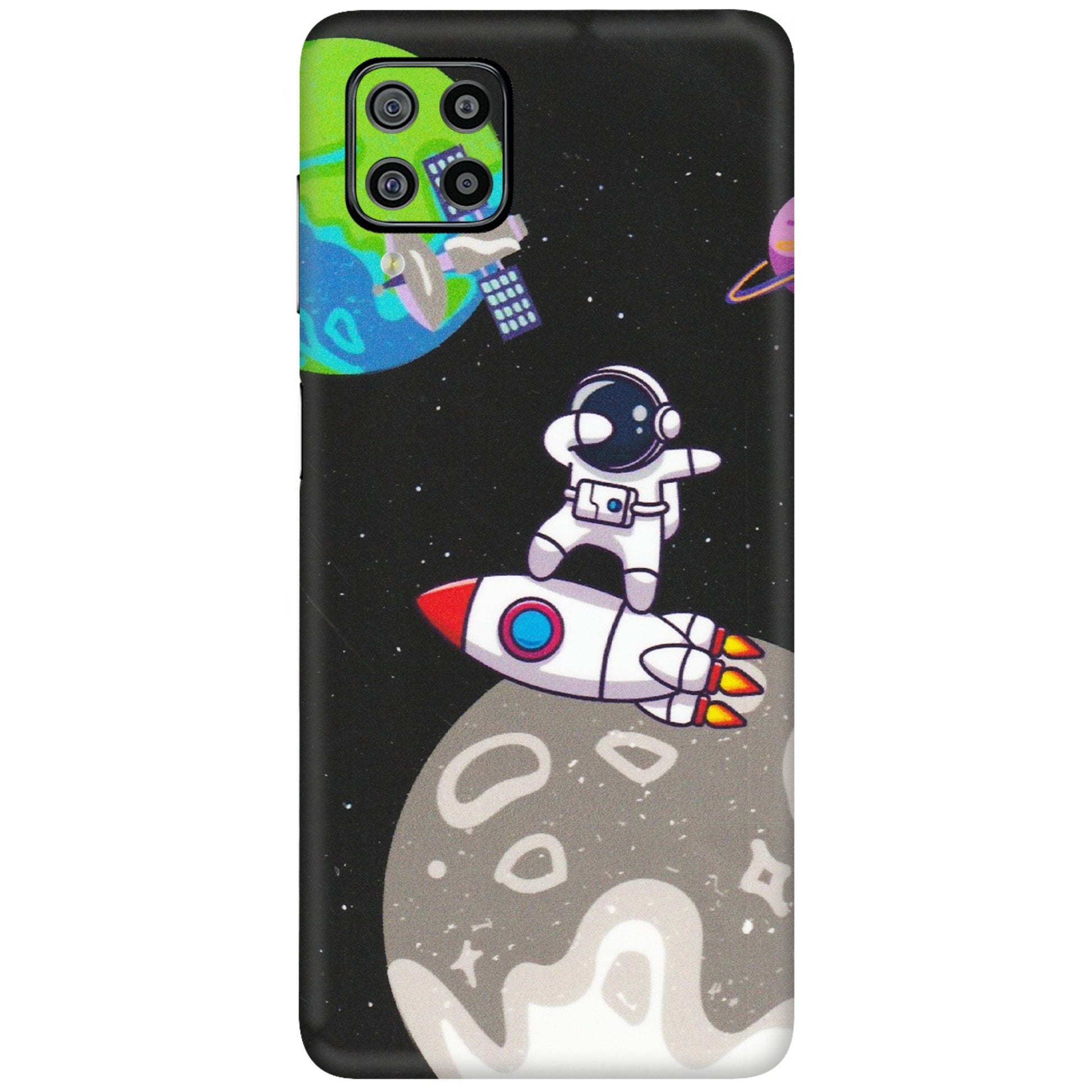 Samsung M/F/Note/Flip and C Phone Skins (All Models) - Astronaut Vibing Toon Running - Matte Finish (M-39) Samsung Galaxy F22