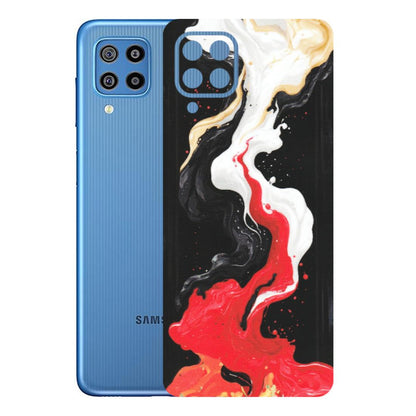 Samsung M/F/Note/Flip and C Phone Skins (All Models) - Black Red White Paint Splash Fusion - Matte Finish (M-56) Samsung Galaxy F22