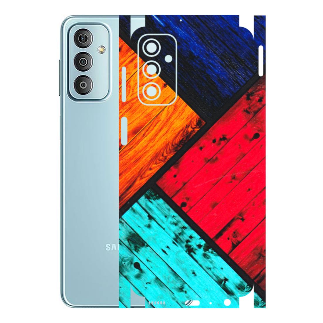 Samsung M/F/Note/Flip and C Phone Skins (All Models) - Colourful Wood Panels Abstract - 3D Embossed Finish (L-09) Samsung Galaxy F23