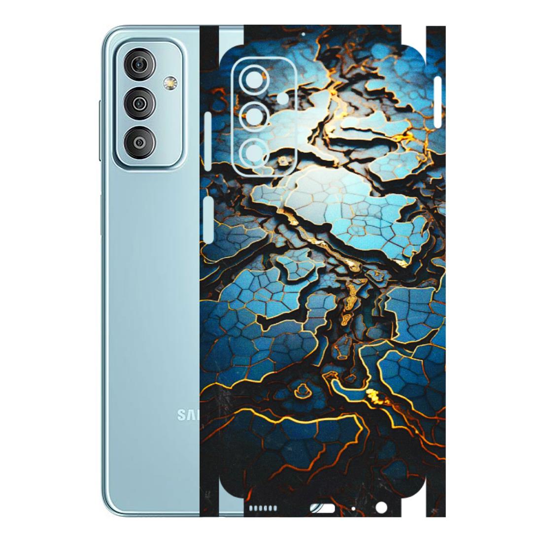 Samsung M/F/Note/Flip and C Phone Skins (All Models) - Blue Gold Abstract - 3D Embossed Finish (L-11) Samsung Galaxy F23