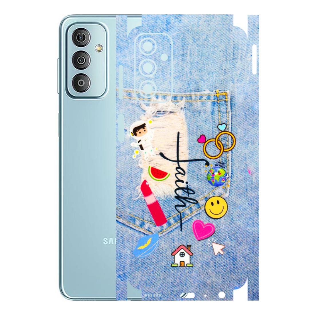 Samsung M/F/Note/Flip and C Phone Skins (All Models) - Denim Jeans Pocket - 3D Embossed Finish (L-134) Samsung Galaxy F23