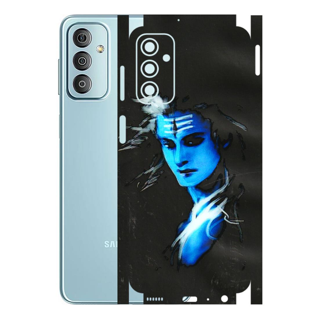 Samsung M/F/Note/Flip and C Phone Skins (All Models) - Har Har Mahadev Blue/Black - 3D Embossed Finish (L-185) Samsung Galaxy F23
