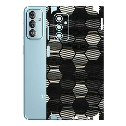 Samsung M/F/Note/Flip and C Phone Skins (All Models) - Black & White Dotted Honeycomb Texture - 3D Embossed Finish (L-202) Samsung Galaxy F23