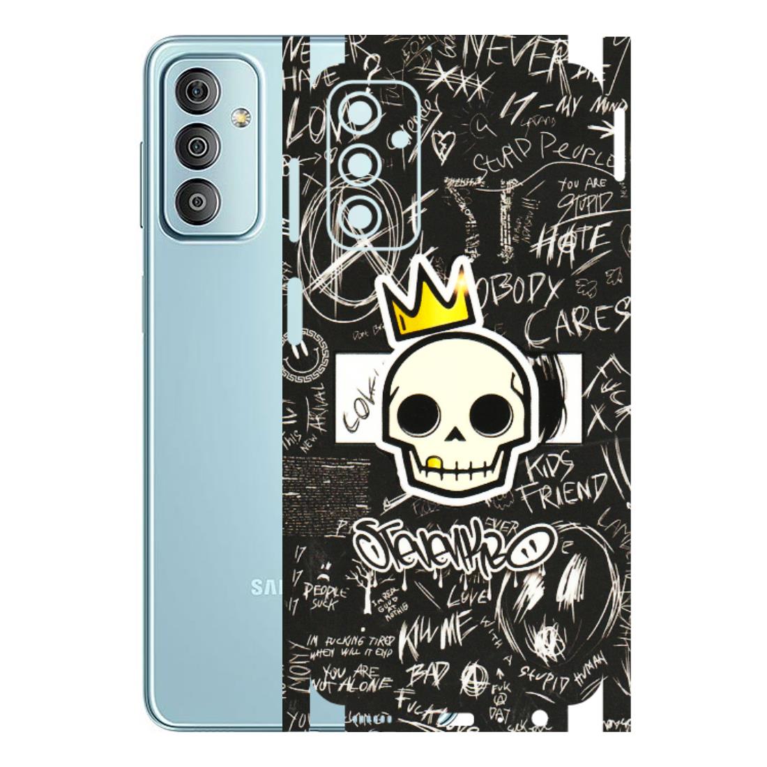 Samsung M/F/Note/Flip and C Phone Skins (All Models) - Funny Skull Black Chalk Grafitti - 3D Embossed Finish (L-22) Samsung Galaxy F23