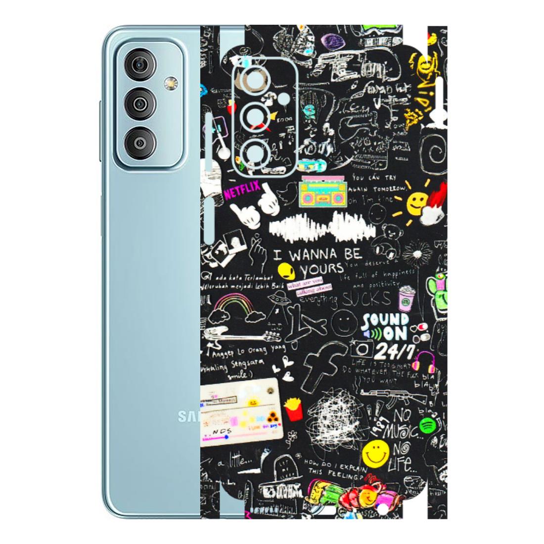 Samsung M/F/Note/Flip and C Phone Skins (All Models) - Black Creatives Doodles - 3D Embossed Finish (L-311) Samsung Galaxy F23