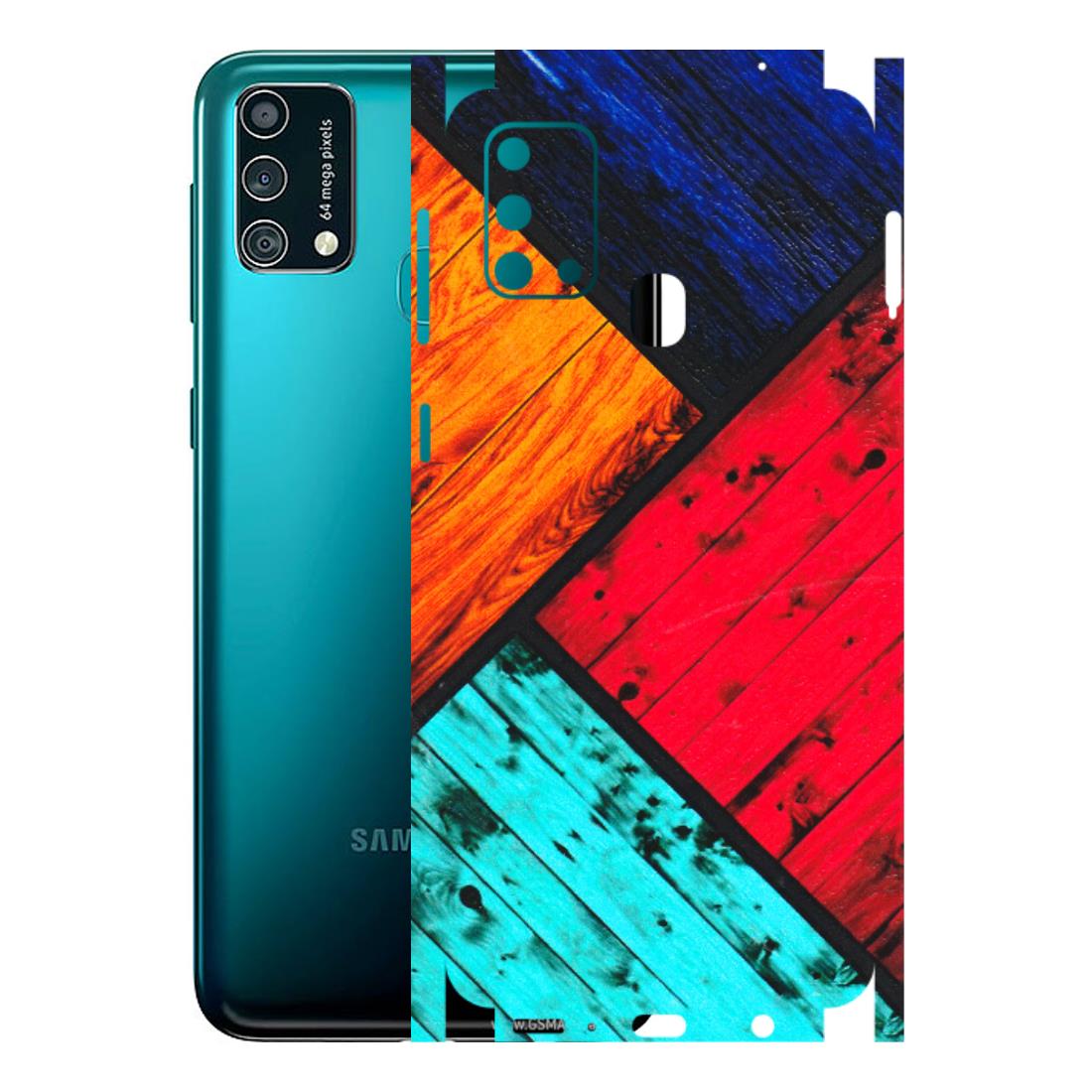 Samsung M/F/Note/Flip and C Phone Skins (All Models) - Colourful Wood Panels Abstract - 3D Embossed Finish (L-09) Samsung Galaxy F41
