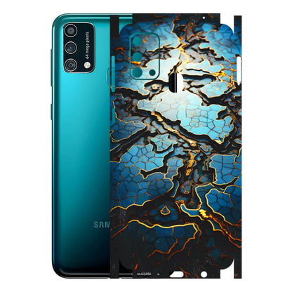 Samsung M/F/Note/Flip and C Phone Skins (All Models) - Blue Gold Abstract - 3D Embossed Finish (L-11) Samsung Galaxy F41
