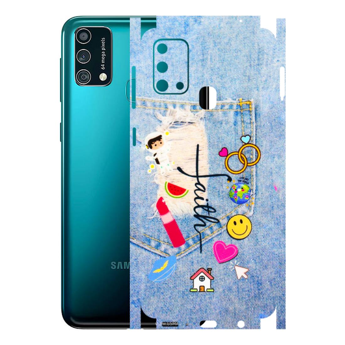 Samsung M/F/Note/Flip and C Phone Skins (All Models) - Denim Jeans Pocket - 3D Embossed Finish (L-134) Samsung Galaxy F41