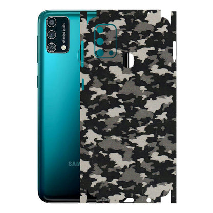 Samsung M/F/Note/Flip and C Phone Skins (All Models) - Black/Grey Camoflaunge - 3D Embossed Finish (L-142) Samsung Galaxy F41