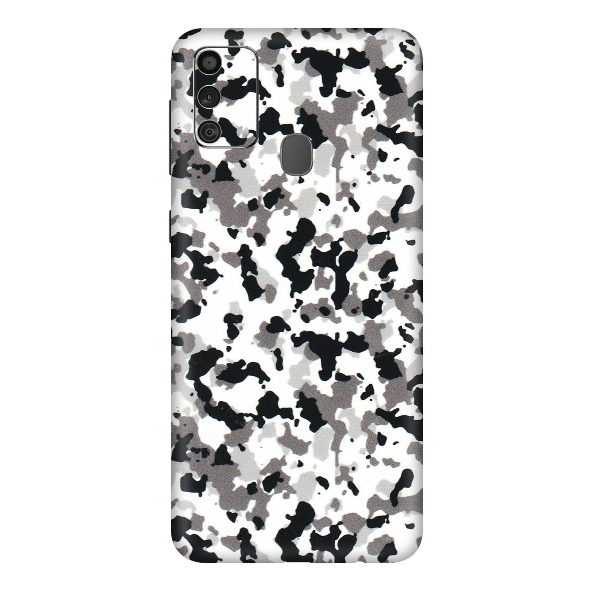 Samsung M/F/Note/Flip and C Phone Skins (All Models) - White Black Camouflage - 3D Embossed Finish (L-18) Samsung Galaxy F41
