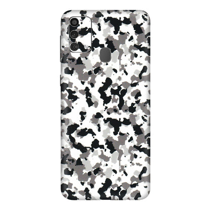 Samsung M/F/Note/Flip and C Phone Skins (All Models) - White Black Camouflage - 3D Embossed Finish (L-18) Samsung Galaxy F41