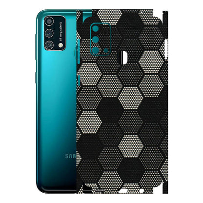 Samsung M/F/Note/Flip and C Phone Skins (All Models) - Black & White Dotted Honeycomb Texture - 3D Embossed Finish (L-202) Samsung Galaxy F41