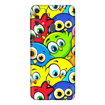 Samsung M/F/Note/Flip and C Phone Skins (All Models) - Cute Fluffy Birds - 3D Embossed Finish (L-213) Samsung Galaxy F41