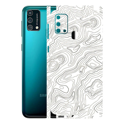 Samsung M/F/Note/Flip and C Phone Skins (All Models) - White Black Swirls - 3D Embossed Finish (L-219) Samsung Galaxy F41