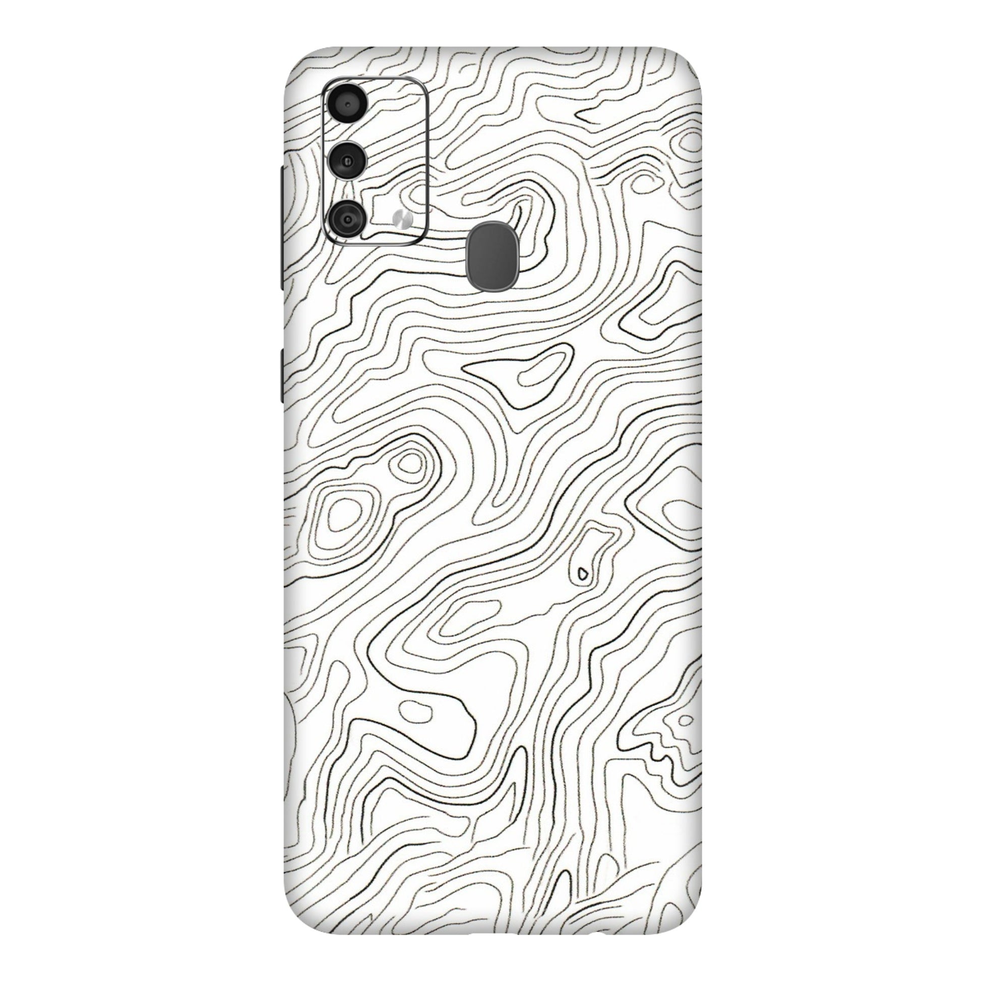Samsung M/F/Note/Flip and C Phone Skins (All Models) - White Black Swirls - 3D Embossed Finish (L-219) Samsung Galaxy F41