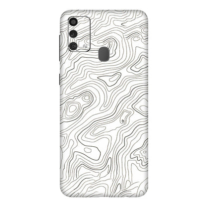 Samsung M/F/Note/Flip and C Phone Skins (All Models) - White Black Swirls - 3D Embossed Finish (L-219) Samsung Galaxy F41
